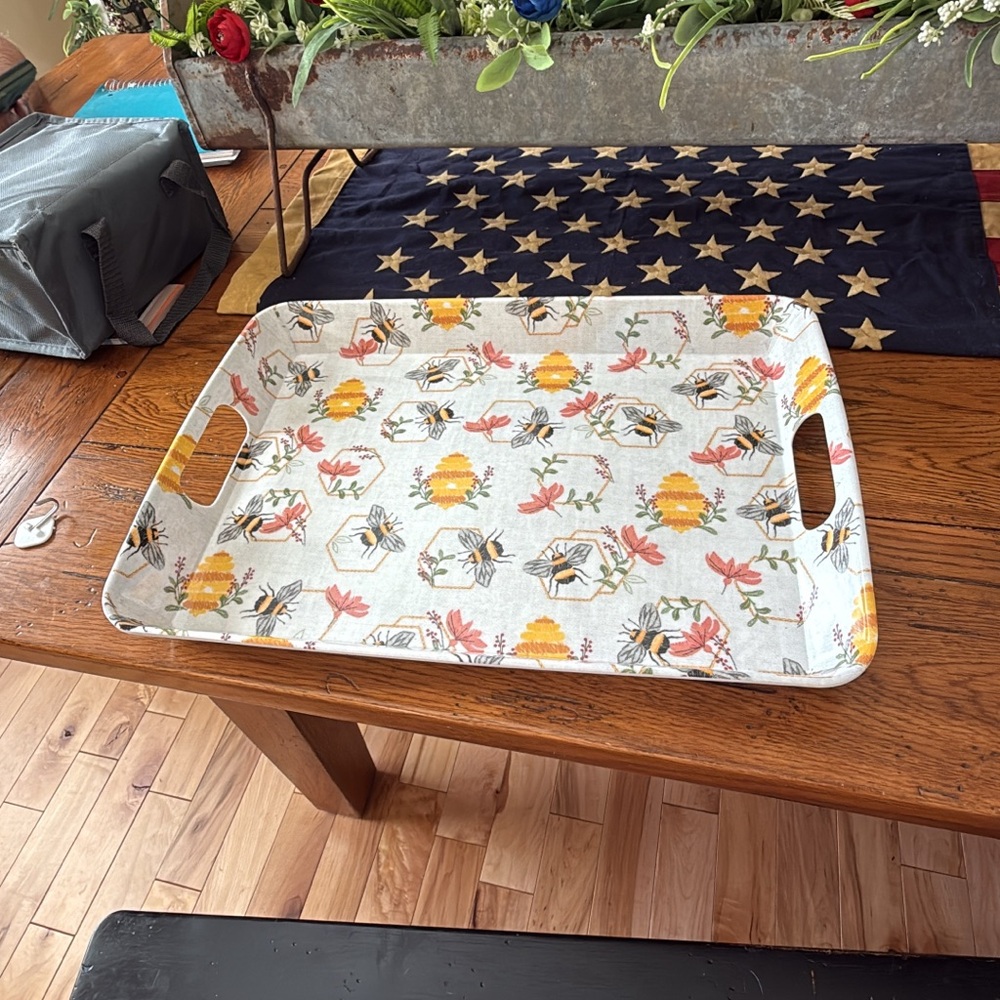 Floral and Bee Patterned Serving Tray